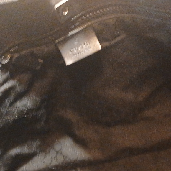 Authenti Gucci Web Sherry Line Shoulder Tote Bag Dark Gray And Black Canvas - Picture 11 of 15